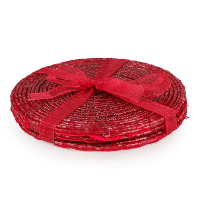 Candlelight Home Coasters 4 Beaded Coasters - Red HoHoHo 6pk