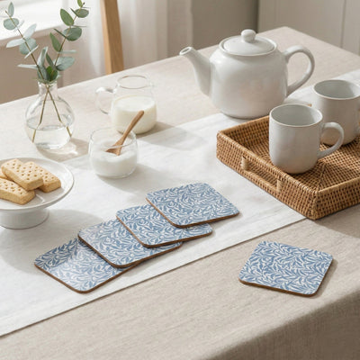 Candlelight Home Coasters Jeff Banks Set of 4 Coasters – Leafy Trellis Blue 4pk