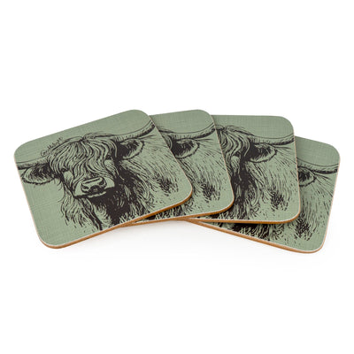 Candlelight Home Coasters Set of 4 Coasters - Highland Cow 4pk