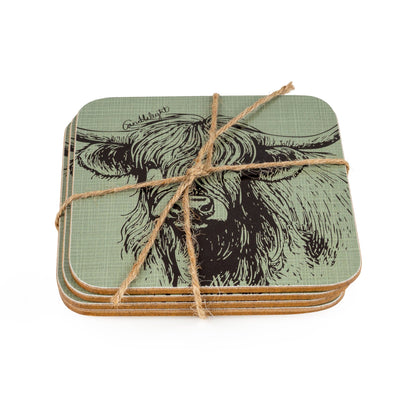 Candlelight Home Coasters Set of 4 Coasters - Highland Cow 4pk