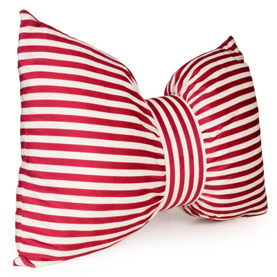 Candlelight Home Cushions & Throws 40 x 60 cm Velvet Bow Cushion in Cotton  – Red/White Ho Ho Ho 1pk