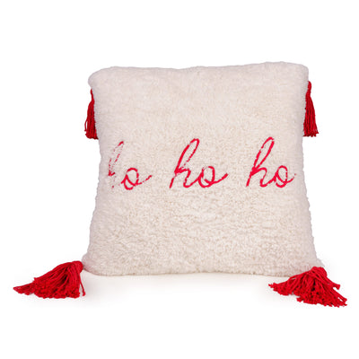 Candlelight Home Cushions & Throws 45 x 45 cm Cushion Embroidered Ho Ho Ho in – Red & White Ho Ho Ho 1pk