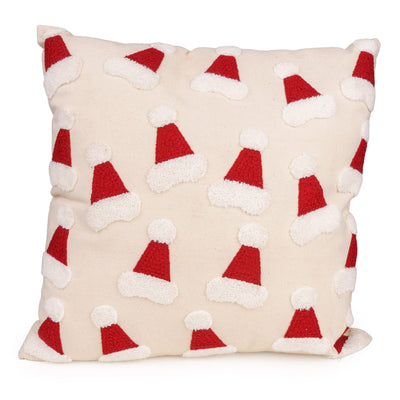 Candlelight Home Cushions & Throws 45 x 45 cm Cushion Embroidered with Santa Hats – Red & White Ho Ho Ho 1pk