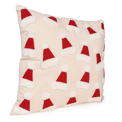 Candlelight Home Cushions & Throws 45 x 45 cm Cushion Embroidered with Santa Hats – Red & White Ho Ho Ho 1pk