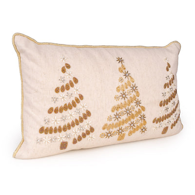 Candlelight Home Cushions & Throws Rectangular Christmas Tree Cushion - Cream & Gold 6pk