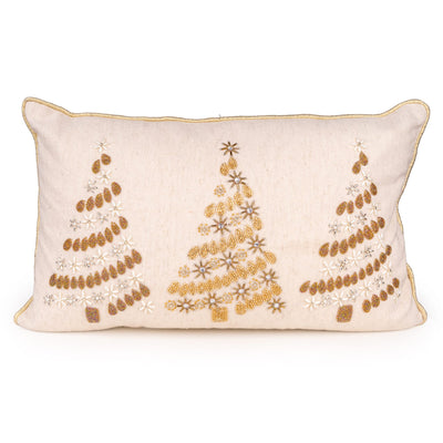 Candlelight Home Cushions & Throws Rectangular Christmas Tree Cushion - Cream & Gold 6pk