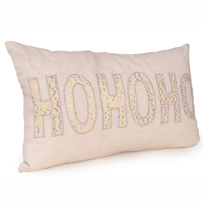 Candlelight Home Cushions & Throws Rectangular Ho Ho Ho Cushion - Cream & Gold 12pk