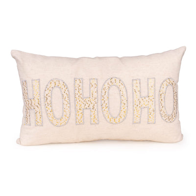 Candlelight Home Cushions & Throws Rectangular Ho Ho Ho Cushion - Cream & Gold 12pk