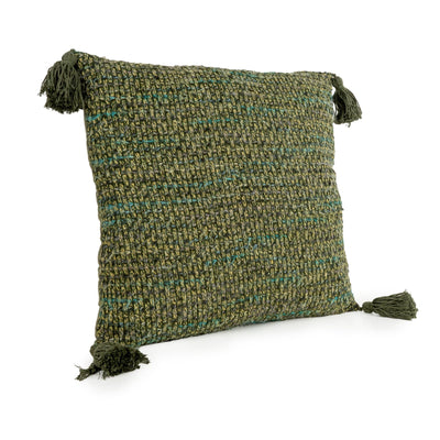 Candlelight Home Cushions & Throws Square Cushion with Tassels Olive Green