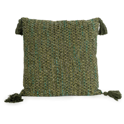 Candlelight Home Cushions & Throws Square Cushion with Tassels Olive Green