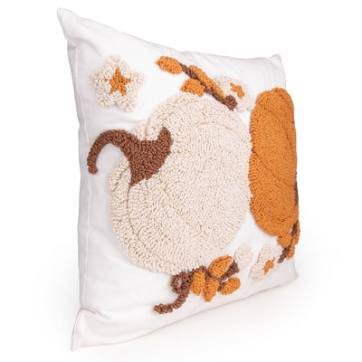 Candlelight Home Cushions & Throws Square Embroidered Pumpkin Cushion - Natural & Orange 12pk