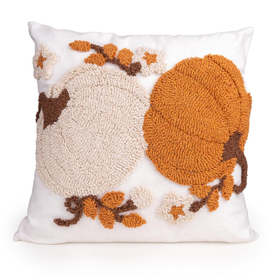 Candlelight Home Cushions & Throws Square Embroidered Pumpkin Cushion - Natural & Orange 12pk