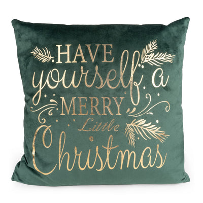 Candlelight Home Cushions & Throws Square Velvet Cushion – “Have Yourself a Merry Little Christmas” Hummingbird 1pk