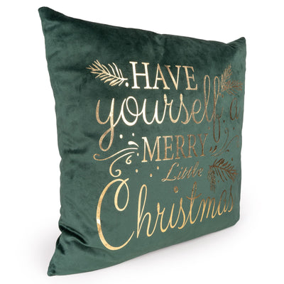 Candlelight Home Cushions & Throws Square Velvet Cushion – “Have Yourself a Merry Little Christmas” Hummingbird 1pk