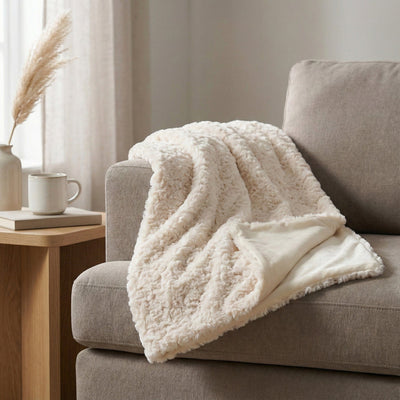 Candlelight Home Cushions & Throws Throw - Faux Fur Cream 1pk