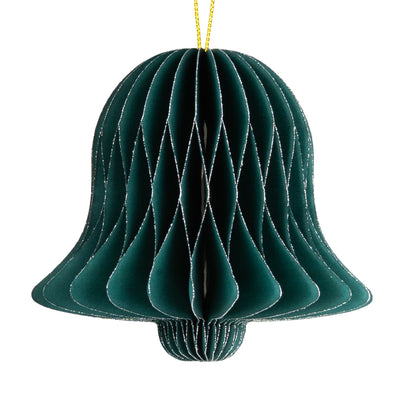 Candlelight Home Decorative Accessories 10cm Bell Paper Tree Decoration – Dark Green 6pk
