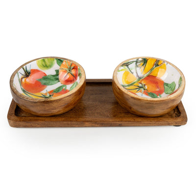 Candlelight Home Dipping Bowls Set of 2 Dipping Bowls on Tray - Tomatoes 4pk
