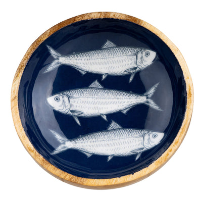 Candlelight Home Dipping Bowls Small Bowl Mango Wood and Enamel Fish - Navy Harbour 4pk