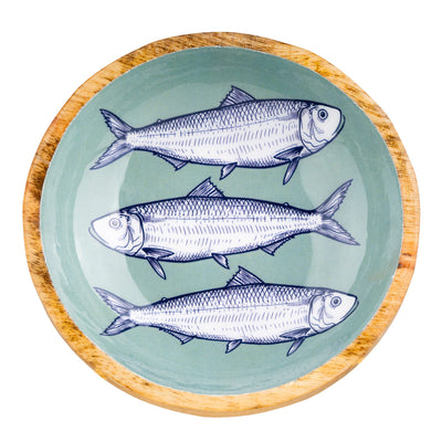 Candlelight Home Dipping Bowls Small Bowl Mango Wood and Enamel Fish - Teal Harbour 4pk