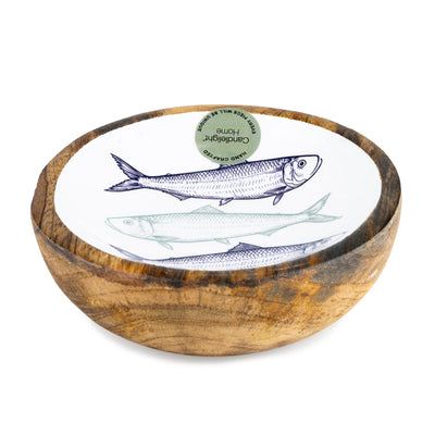 Candlelight Home Dipping Bowls Small Bowl Mango Wood and Enamel Fish - White Harbour 4pk