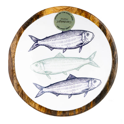 Candlelight Home Dipping Bowls Small Bowl Mango Wood and Enamel Fish - White Harbour 4pk