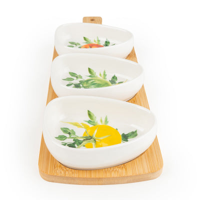 Candlelight Home Dishes Set of 3 Dishes on Bamboo Tray - Tomatoes 1pk
