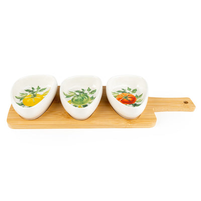 Candlelight Home Dishes Set of 3 Dishes on Bamboo Tray - Tomatoes 1pk