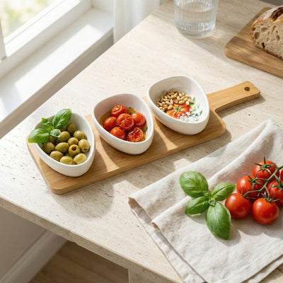Candlelight Home Dishes Set of 3 Dishes on Bamboo Tray - Tomatoes 1pk