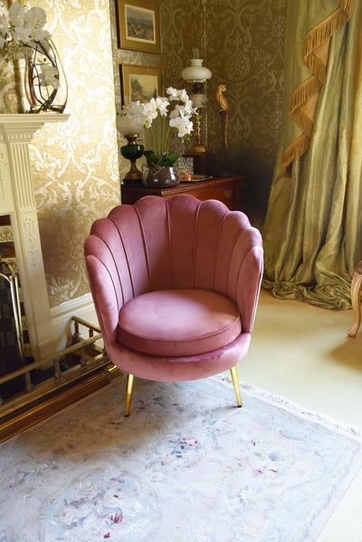 Candlelight Home Dusky Pink Darcy Velvet Shell Chair with Gold Legs 1PK