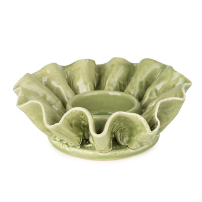Candlelight Home FLOWER SHAPED TEALIGHT HOLDER - GREEN