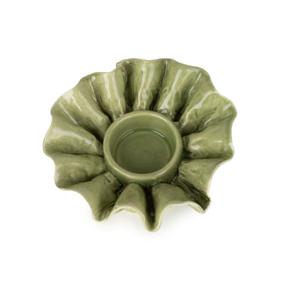 Candlelight Home FLOWER SHAPED TEALIGHT HOLDER - GREEN