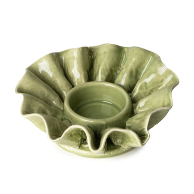 Candlelight Home FLOWER SHAPED TEALIGHT HOLDER - GREEN