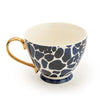 Candlelight Home FOOTED MUG GIRAFFE SPOTS TEAL WITH GOLD HANDLE