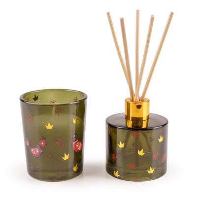 Candlelight Home Gift Sets Diffuser & Candle Gift Set – Birds in Green 6pk