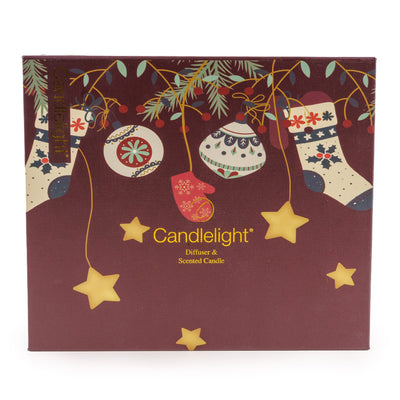 Candlelight Home Gift Sets Diffuser & Candle Gift Set – Red Stockings & Baubles 6pk