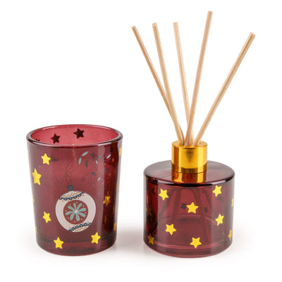 Candlelight Home Gift Sets Diffuser & Candle Gift Set – Red Stockings & Baubles 6pk