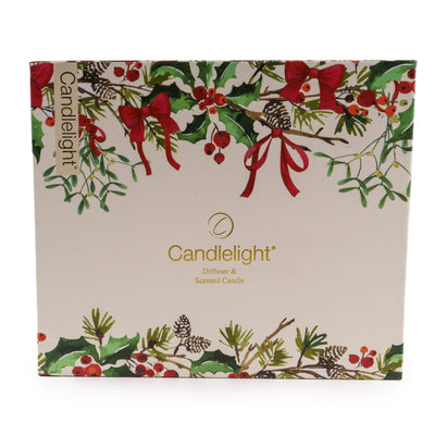 Candlelight Home Gift Sets Diffuser & Candle Gift Set - Ribbon & Bows in Cream 6pk