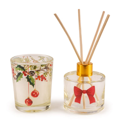 Candlelight Home Gift Sets Diffuser & Candle Gift Set - Ribbon & Bows in Cream 6pk