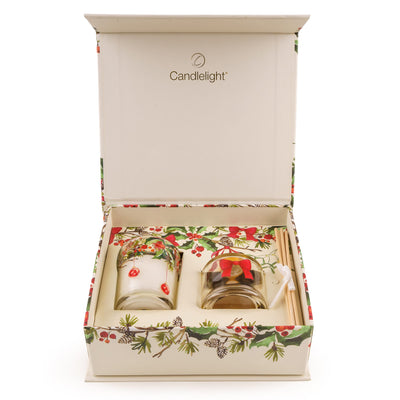 Candlelight Home Gift Sets Diffuser & Candle Gift Set - Ribbon & Bows in Cream 6pk