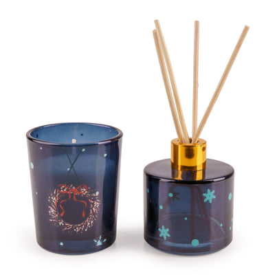 Candlelight Home Gift Sets Diffuser & Candle Gift Set - Trees in Blue 6pk