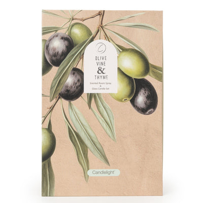 Candlelight Home Gift Sets Room Spray & Candle Gift Set - Olive Vine & Thyme 6pk