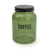 Candlelight Home Green Glass Storage Jar 'COFFEE' with Black Lid 15.5cm 6PK