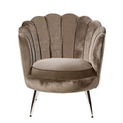 Candlelight Home Grey Darcy Velvet Shell Chair with Silver Legs (MO) 1PK