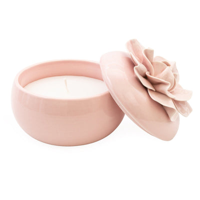 Candlelight Home Jeff Banks Ceramic Flower Candle Pot - Blush