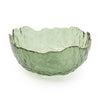 Candlelight Home Large Green Glass Wavy Bowl With Gold Rim 20cm 1PK