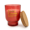 Candlelight Home LARGE ROUND FOOTED GLASS CANDLE 'ROSEHIP & JASMINE' RED - 5% HONEYSUCKLE SCENT (EAK42121/00)