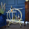 Candlelight Home LARGE ROUND TROLLEY WITH 2 GLASS SHELVES AND HANDLE - GOLD 1PK
