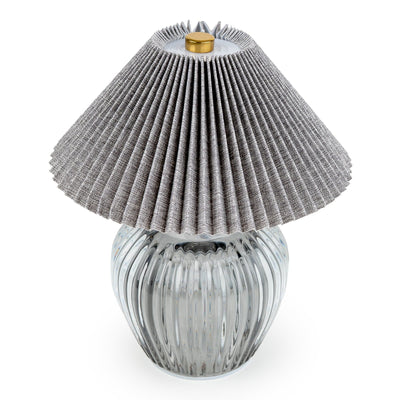 Candlelight Home LED Lamps Ridged Glass LED Table Lamp with Pleated Shade - Smokey Black 1pk