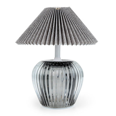 Candlelight Home LED Lamps Ridged Glass LED Table Lamp with Pleated Shade - Smokey Black 1pk