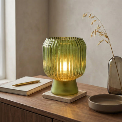 Candlelight Home LED Lamps Ridged LED Touch Lamp - Green 1pk